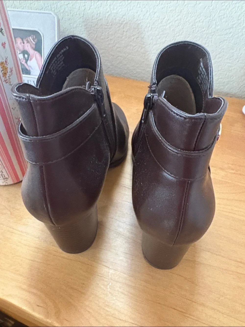 Gianni Bini Dark Brown Leather Ankle Booties with Side Zip